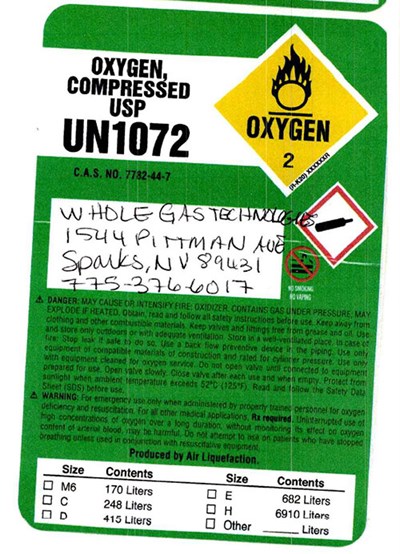 Hplabel (Whole Gas Technologies Hp Label)
